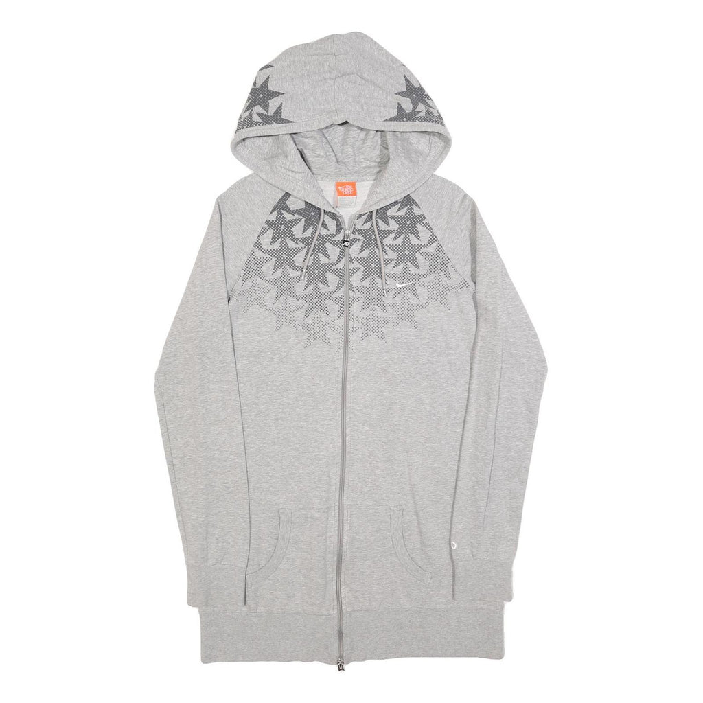 NIKE Womens Grey Cotton Blend Hoodie Dress XL Star Print Zip Casual Comfortable