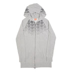 NIKE Womens Grey Cotton Blend Hoodie Dress XL Star Print Zip Casual Comfortable