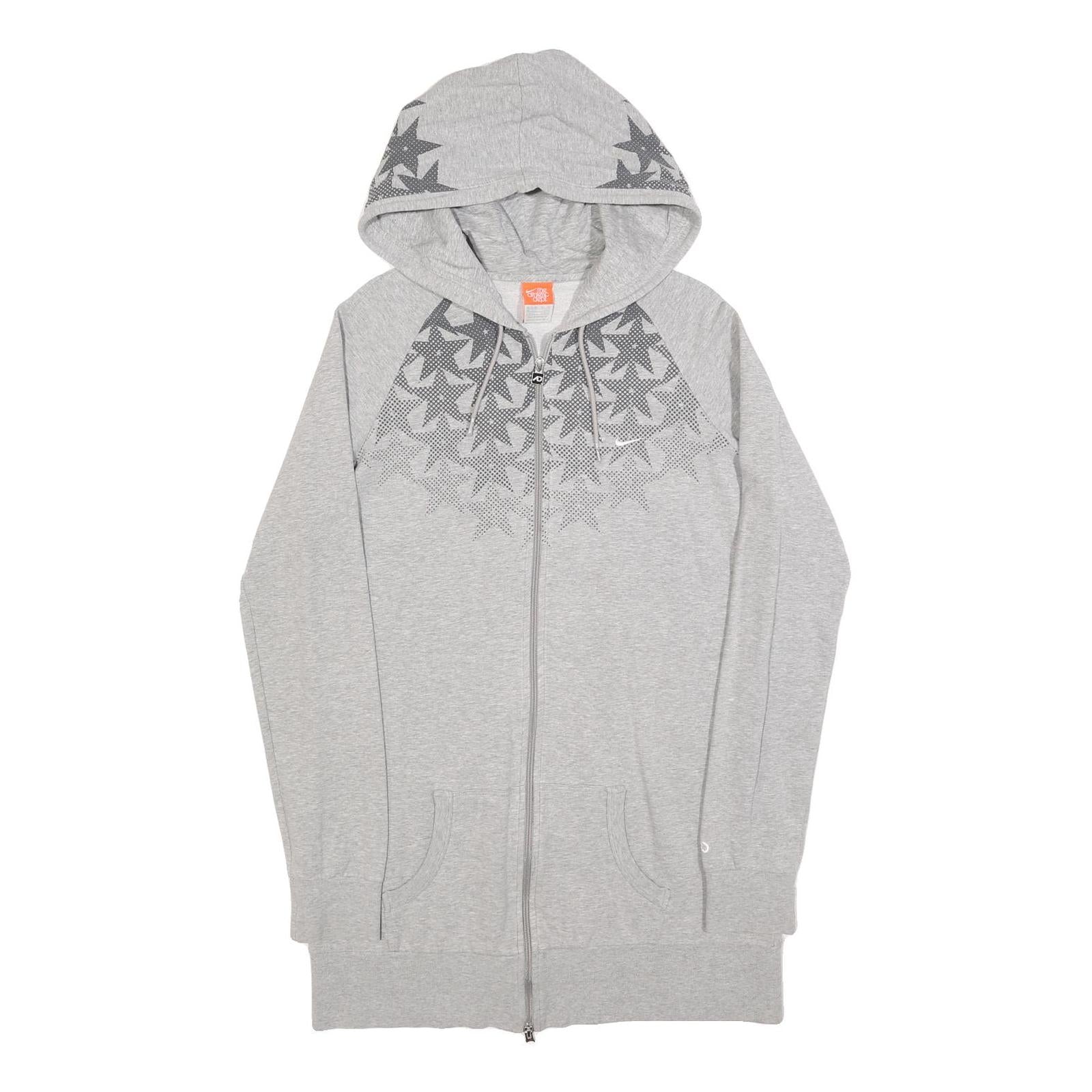 NIKE Womens Grey Cotton Blend Hoodie Dress XL Star Print Zip Casual Comfortable