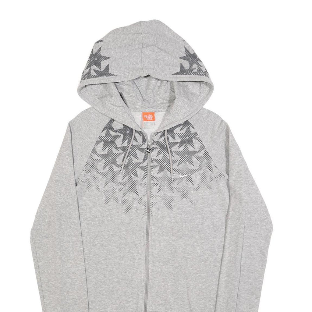 NIKE Womens Grey Cotton Blend Hoodie Dress XL Star Print Zip Casual Comfortable