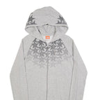 NIKE Womens Grey Cotton Blend Hoodie Dress XL Star Print Zip Casual Comfortable