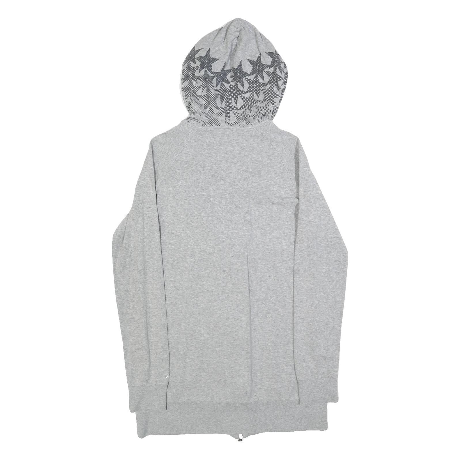NIKE Womens Grey Cotton Blend Hoodie Dress XL Star Print Zip Casual Comfortable