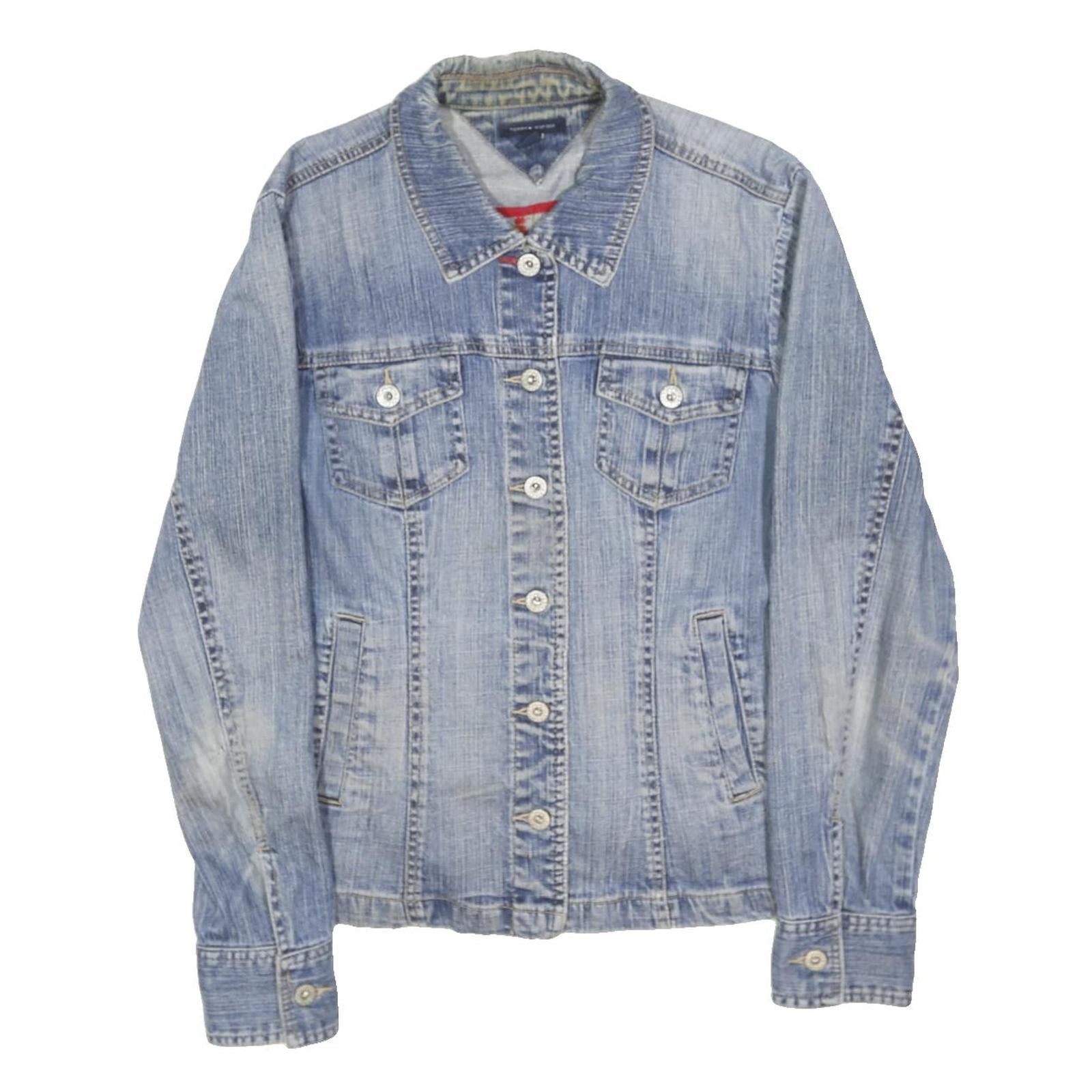TOMMY HILFIGER Womens Blue Denim Button Jacket L Denim Classic Casual