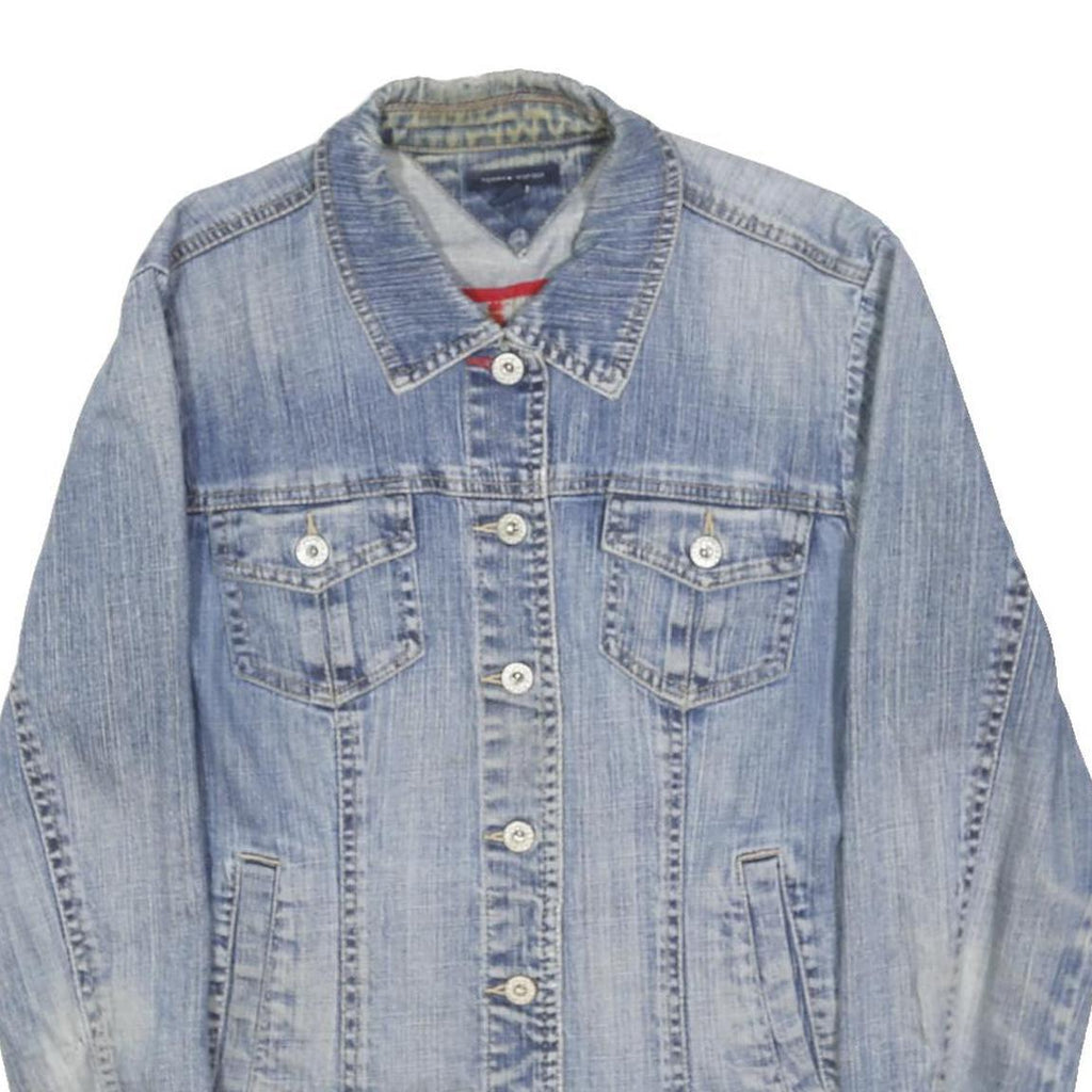 TOMMY HILFIGER Womens Blue Denim Button Jacket L Denim Classic Casual