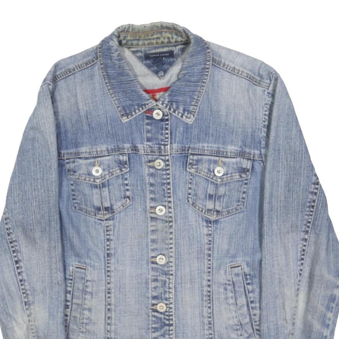 TOMMY HILFIGER Womens Blue Denim Button Jacket L Denim Classic Casual