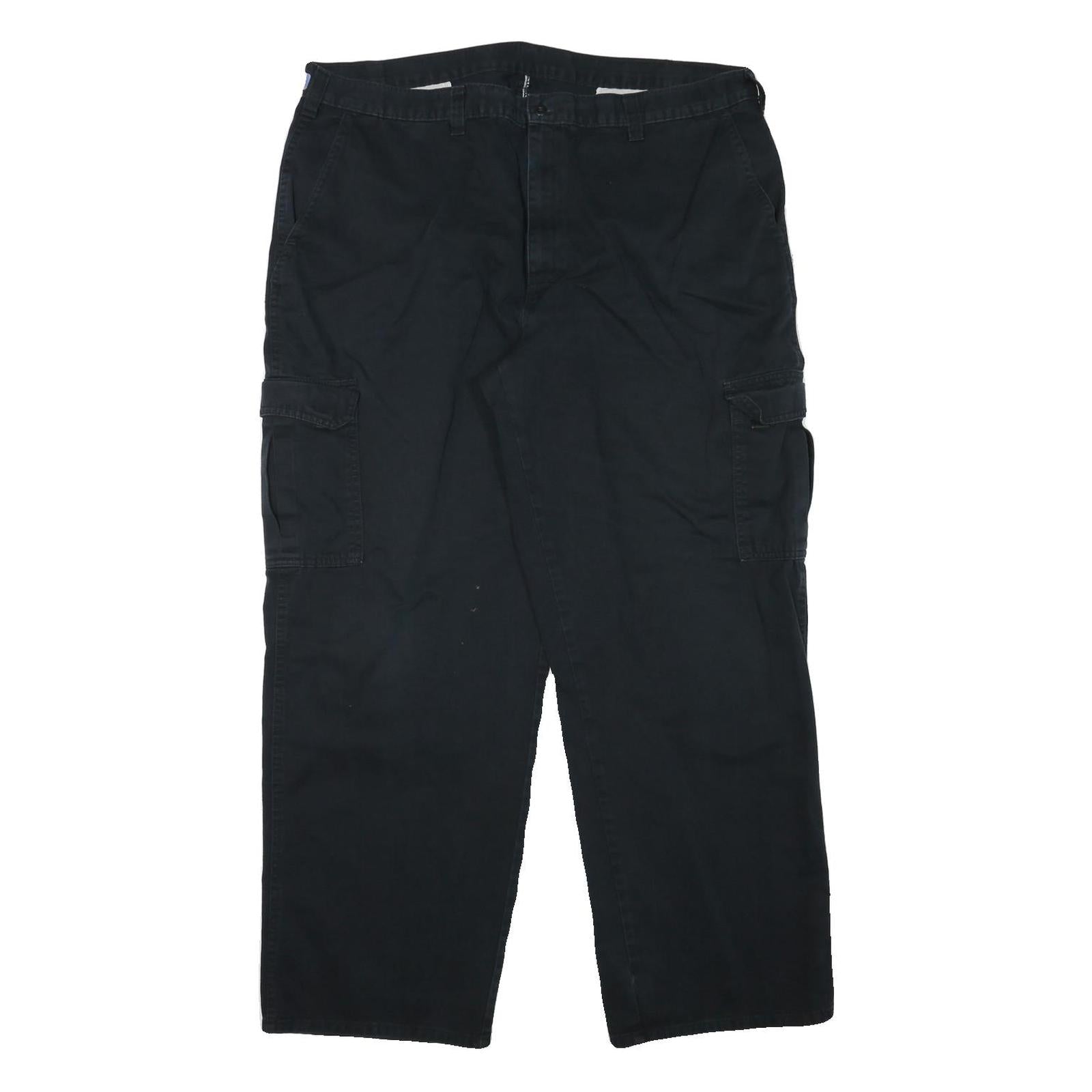 DICKIES Mens Cotton Blend Black Relaxed Cargo Trousers W40 L31 Workwear Utility