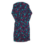 Womens Navy Blue & Purple Floral Day Cotton Blend Dress Size S Elegant Summer