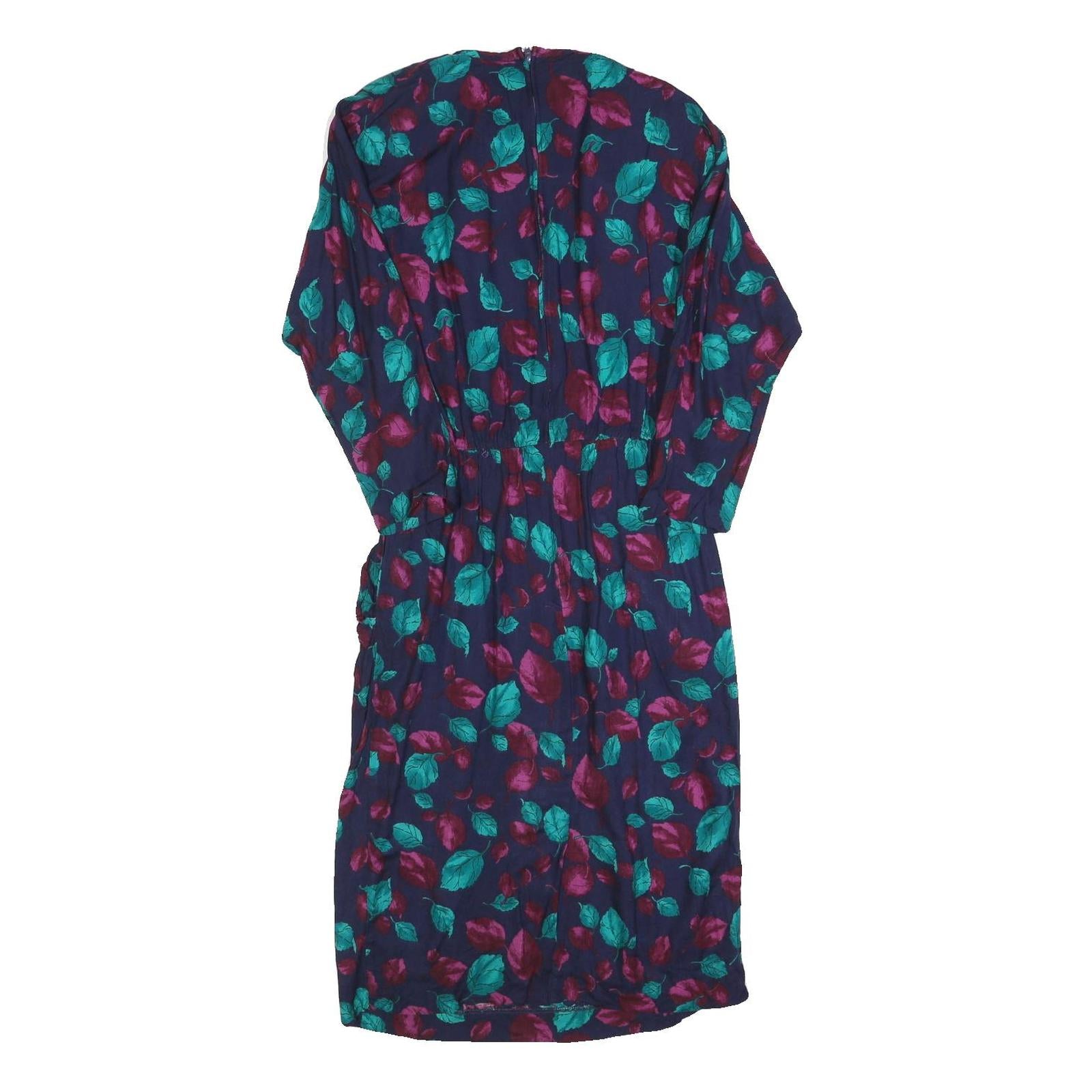 Womens Navy Blue & Purple Floral Day Cotton Blend Dress Size S Elegant Summer