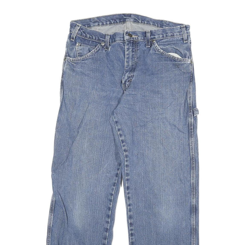 DICKIES Mens Regular Fit Straight Blue Denim Jeans Cotton Blend Zip W32 L30