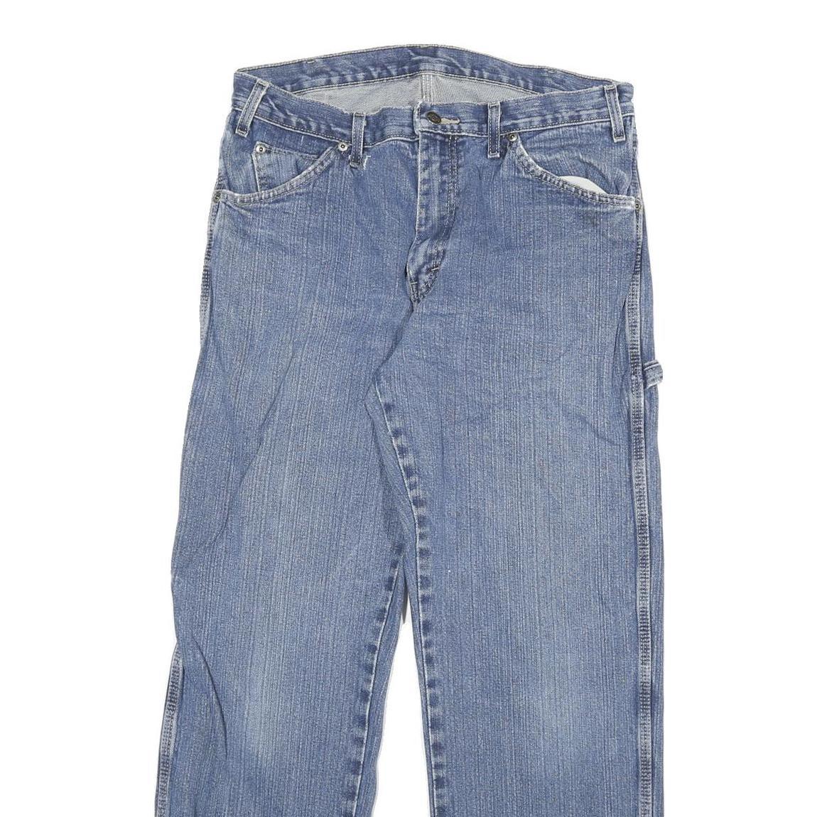 DICKIES Mens Regular Fit Straight Blue Denim Jeans Cotton Blend Zip W32 L30