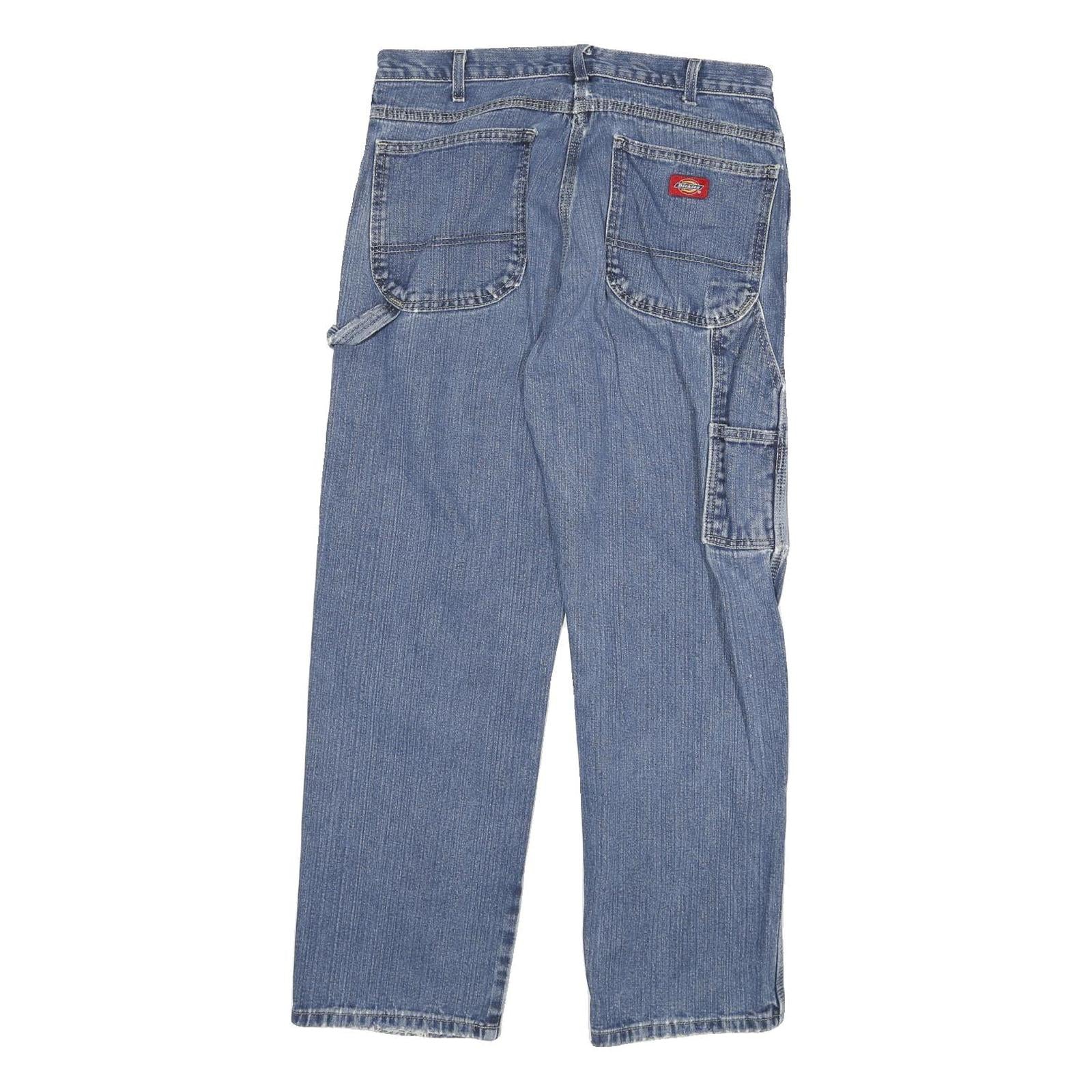 DICKIES Mens Regular Fit Straight Blue Denim Jeans Cotton Blend Zip W32 L30