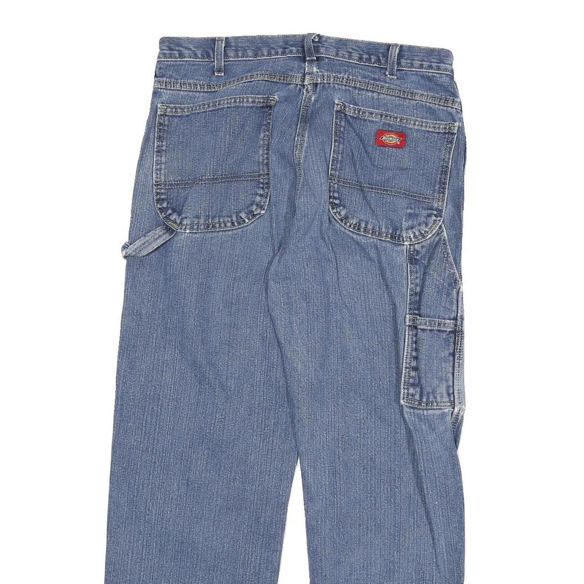 DICKIES Mens Regular Fit Straight Blue Denim Jeans Cotton Blend Zip W32 L30