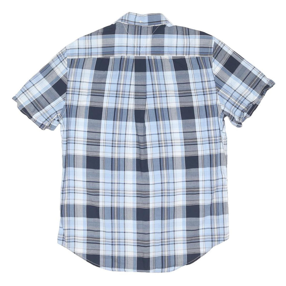 TOMMY HILFIGER Mens Blue & Grey Check Shirt M Button Down Casual Summer