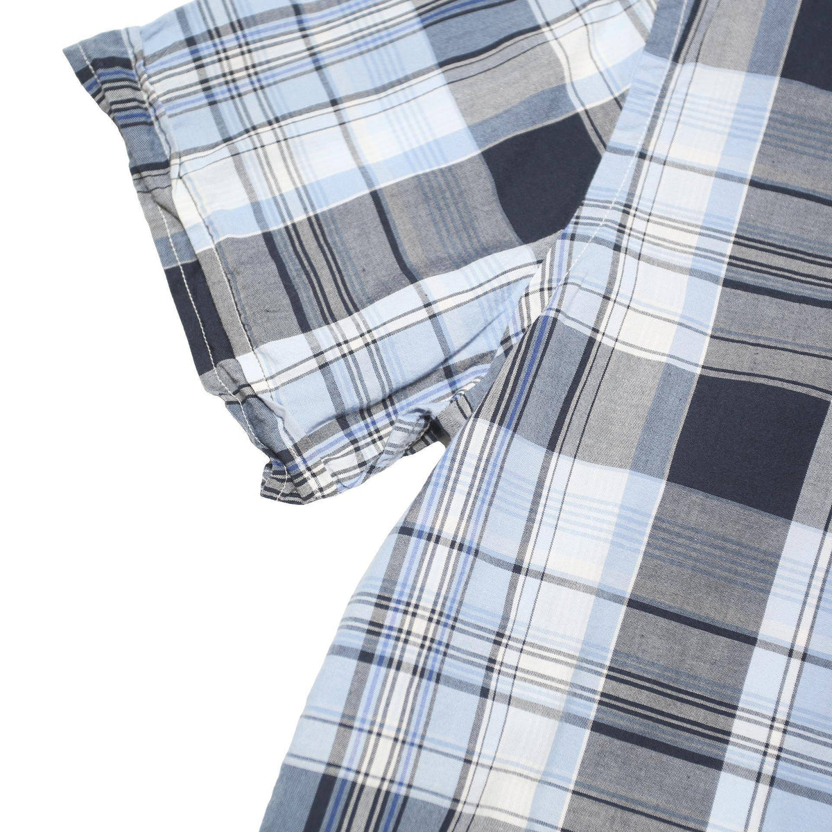TOMMY HILFIGER Mens Blue & Grey Check Shirt M Button Down Casual Summer