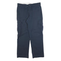 DICKIES Mens Cotton Blend Navy Blue Regular Straight Trousers W34 L30 Workwear