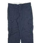 DICKIES Mens Cotton Blend Navy Blue Regular Straight Trousers W34 L30 Workwear