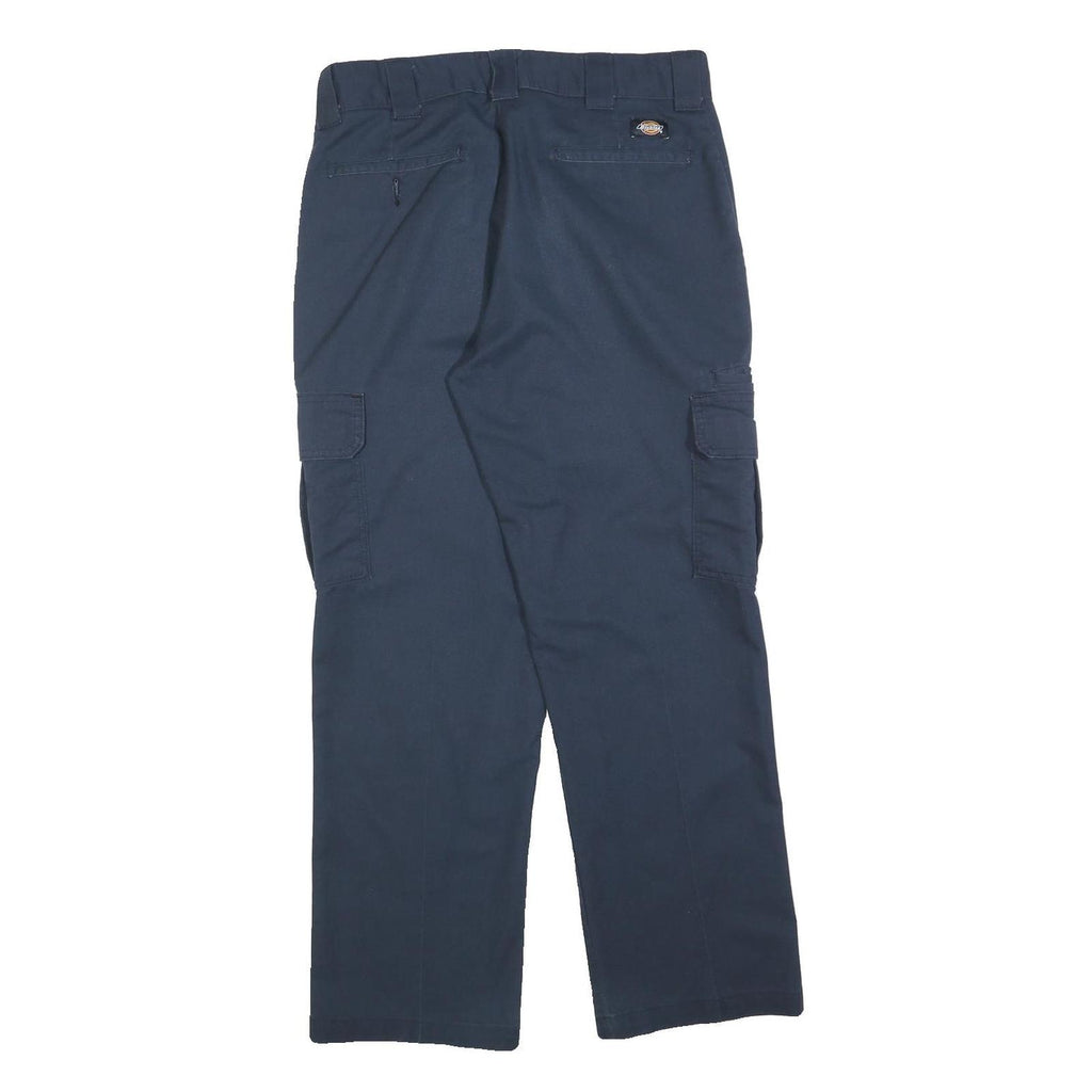 DICKIES Mens Cotton Blend Navy Blue Regular Straight Trousers W34 L30 Workwear