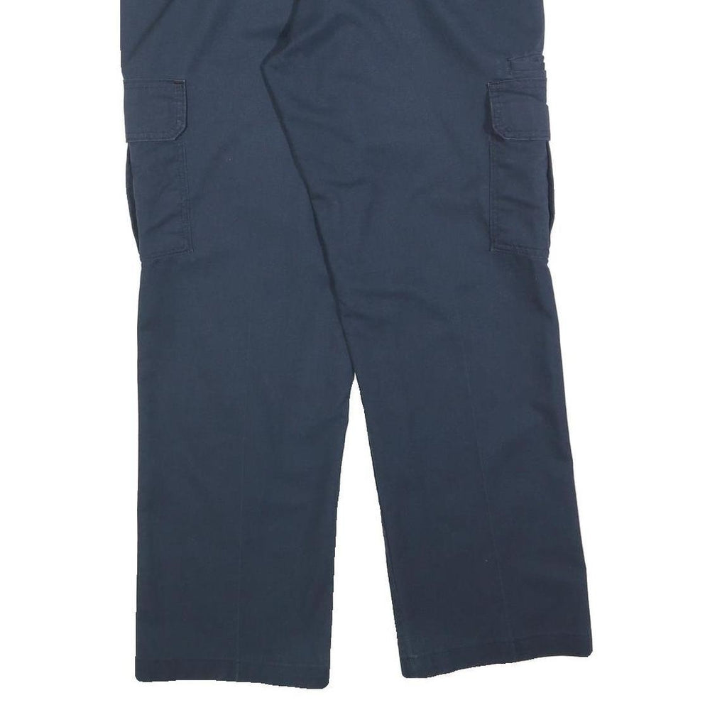 DICKIES Mens Cotton Blend Navy Blue Regular Straight Trousers W34 L30 Workwear