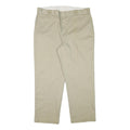 DICKIES Mens Regular Fit Beige Cotton Blend Trousers W40 L30 Classic Zip