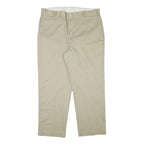 DICKIES Mens Regular Fit Beige Cotton Blend Trousers W40 L30 Classic Zip