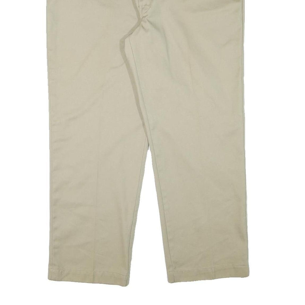 DICKIES Mens Regular Fit Beige Cotton Blend Trousers W40 L30 Classic Zip