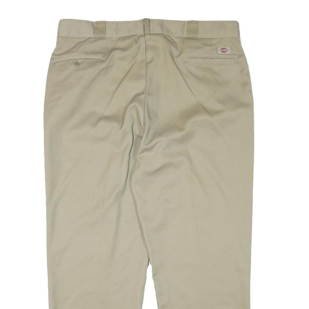 DICKIES Mens Regular Fit Beige Cotton Blend Trousers W40 L30 Classic Zip
