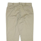 DICKIES Mens Regular Fit Beige Cotton Blend Trousers W40 L30 Classic Zip