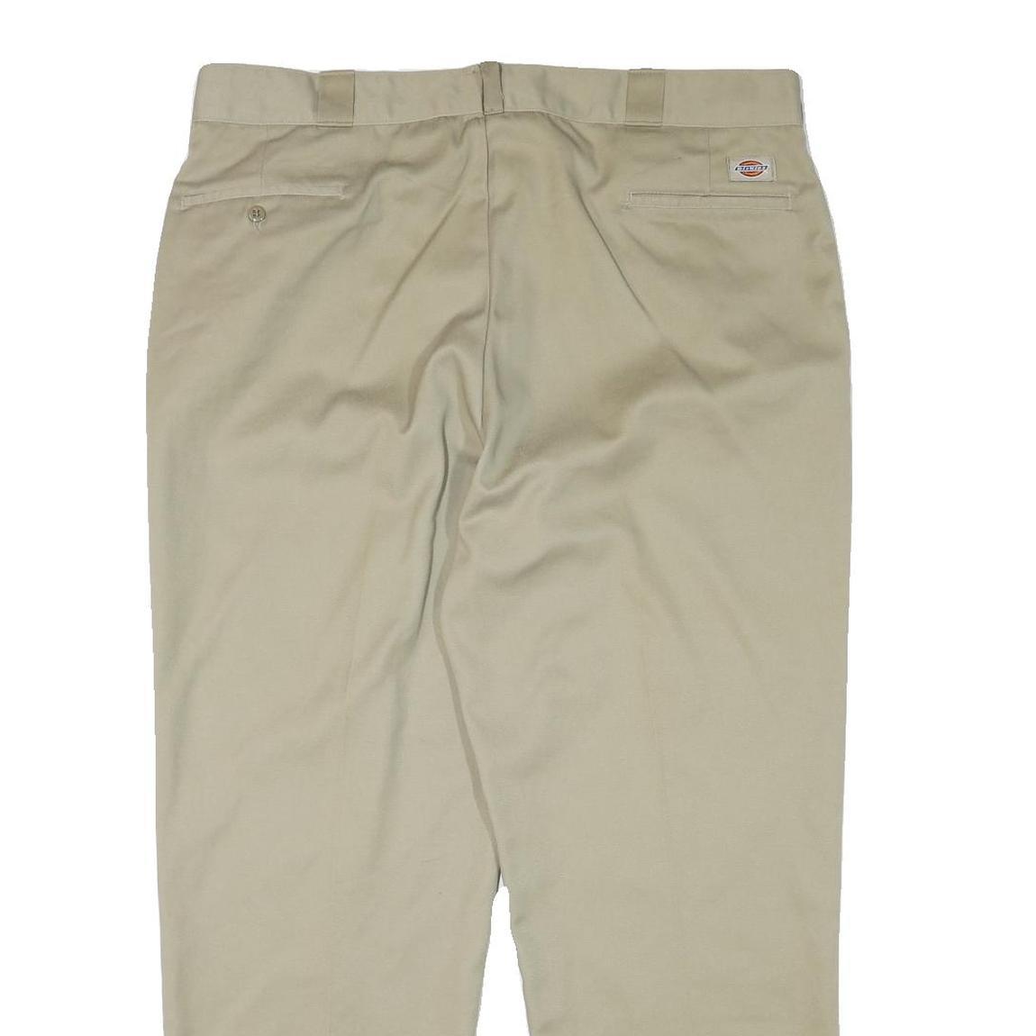 DICKIES Mens Regular Fit Beige Cotton Blend Trousers W40 L30 Classic Zip
