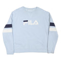 FILA Womens Blue Crew Neck XL Cotton Blend Sweatshirt Logo Stripe Sleeves
