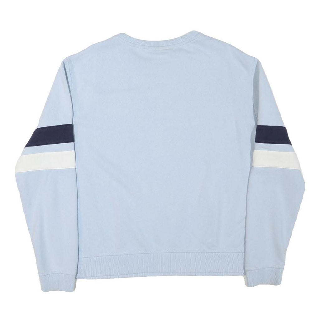 FILA Womens Blue Crew Neck XL Cotton Blend Sweatshirt Logo Stripe Sleeves