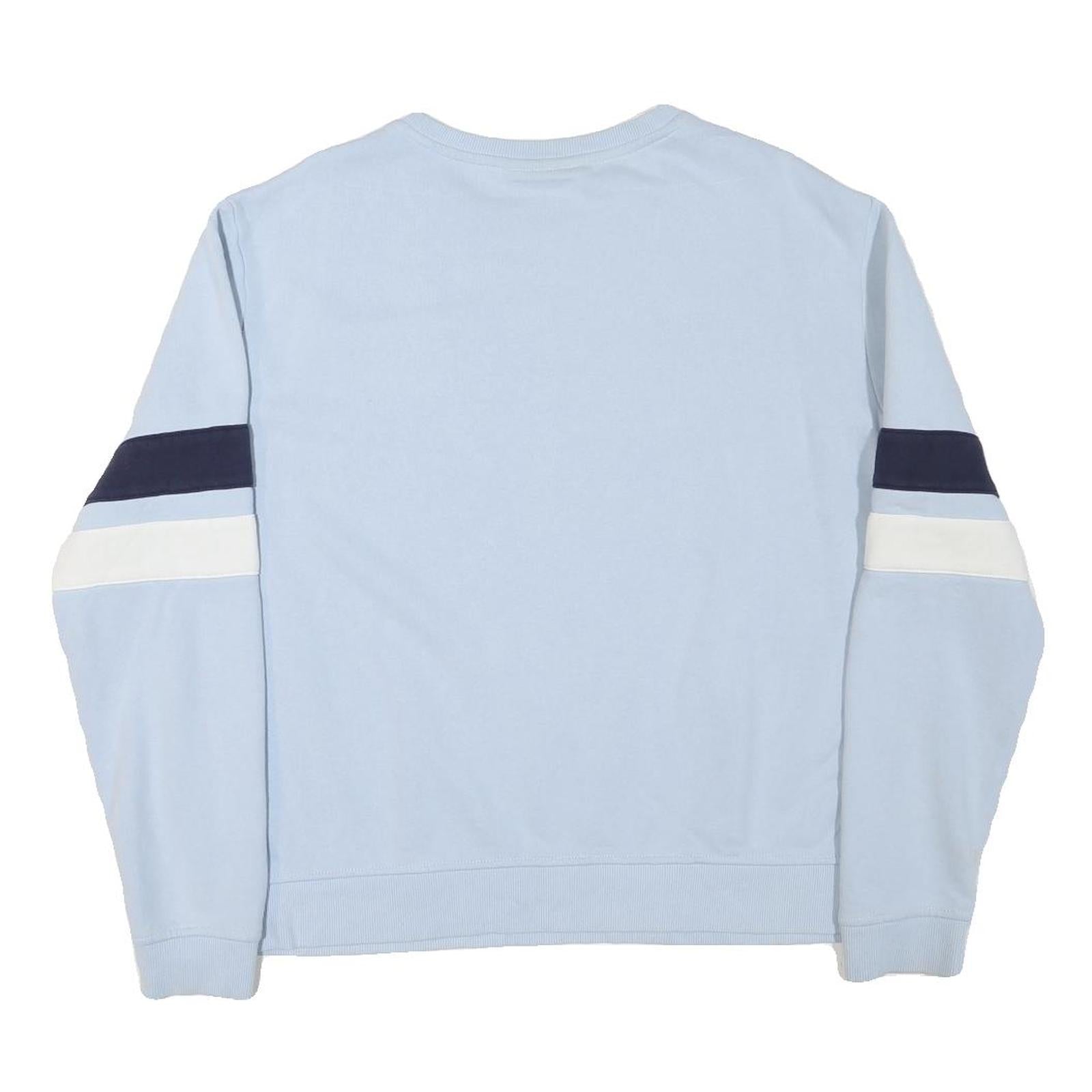 FILA Womens Blue Crew Neck XL Cotton Blend Sweatshirt Logo Stripe Sleeves