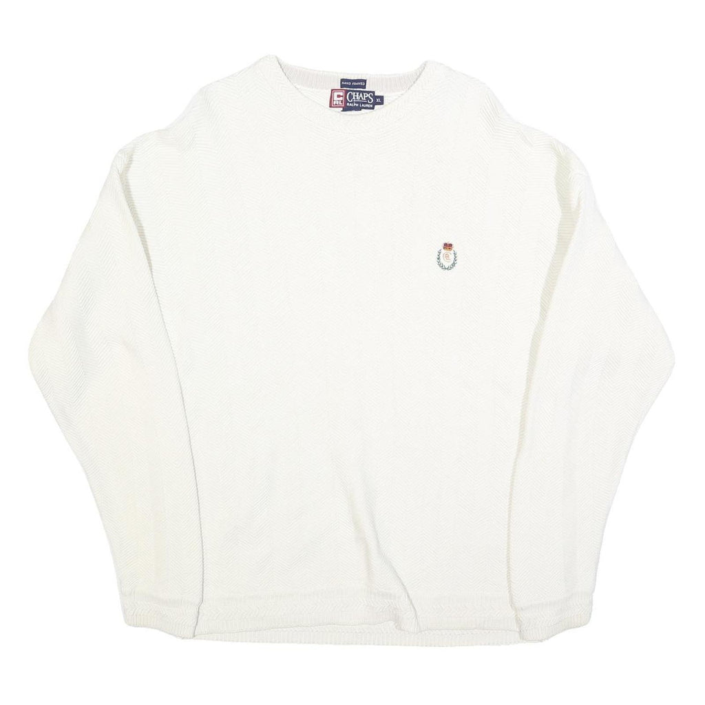 CHAPS RALPH LAUREN Mens White Plain Cotton Crew Neck Basic Knit Jumper XL