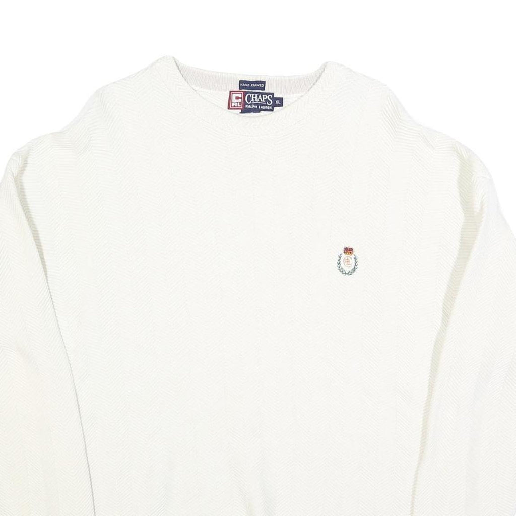 CHAPS RALPH LAUREN Mens White Plain Cotton Crew Neck Basic Knit Jumper XL