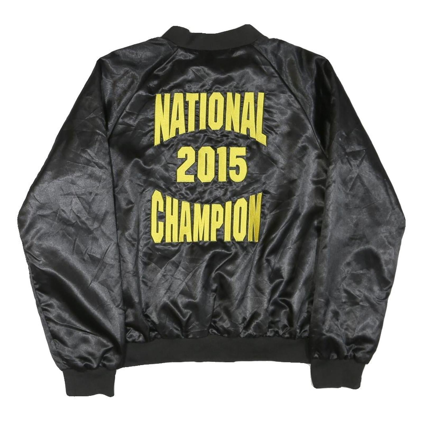 VARSITY SPIRIT Womens Black Satin Jacket M Button Front National Champion 2015