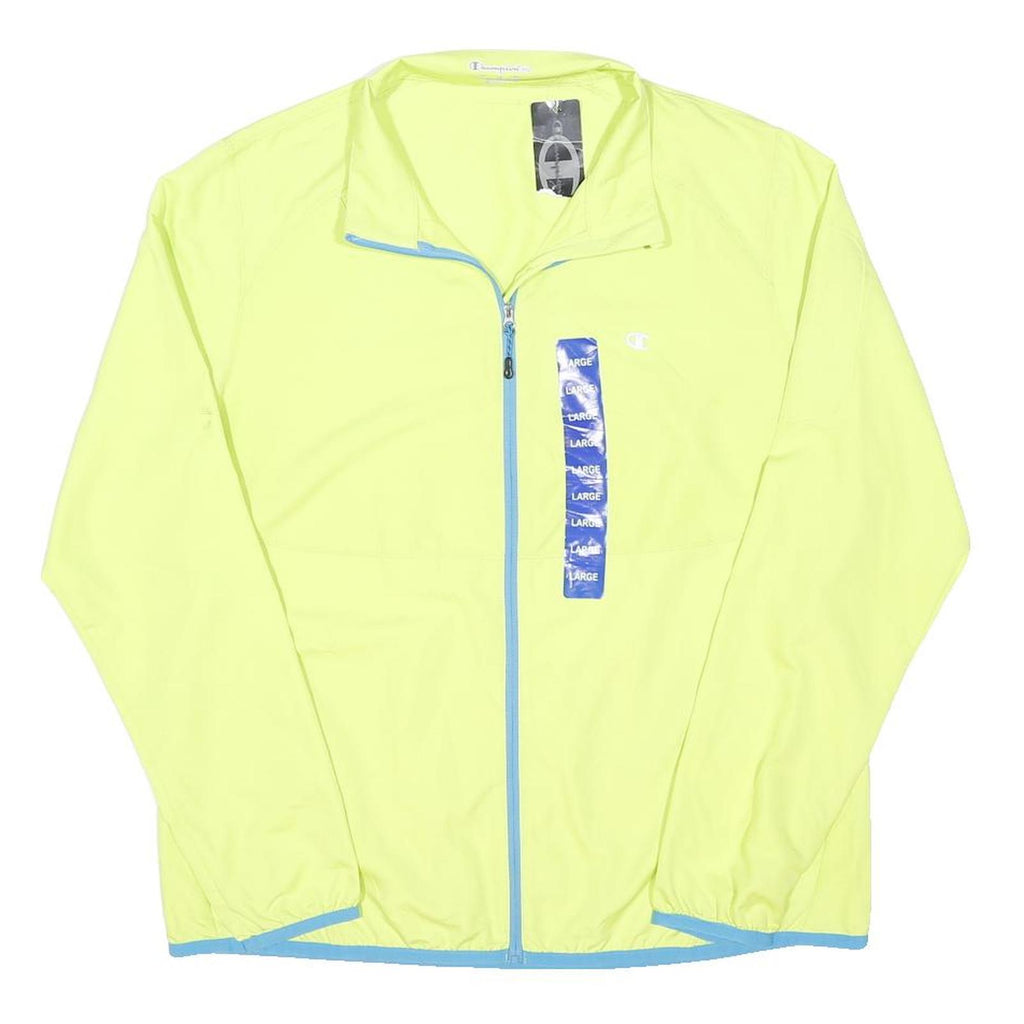 CHAMPION Mens Yellow & Light Blue Lightweight Jacket L Nylon Plain Zip Sport