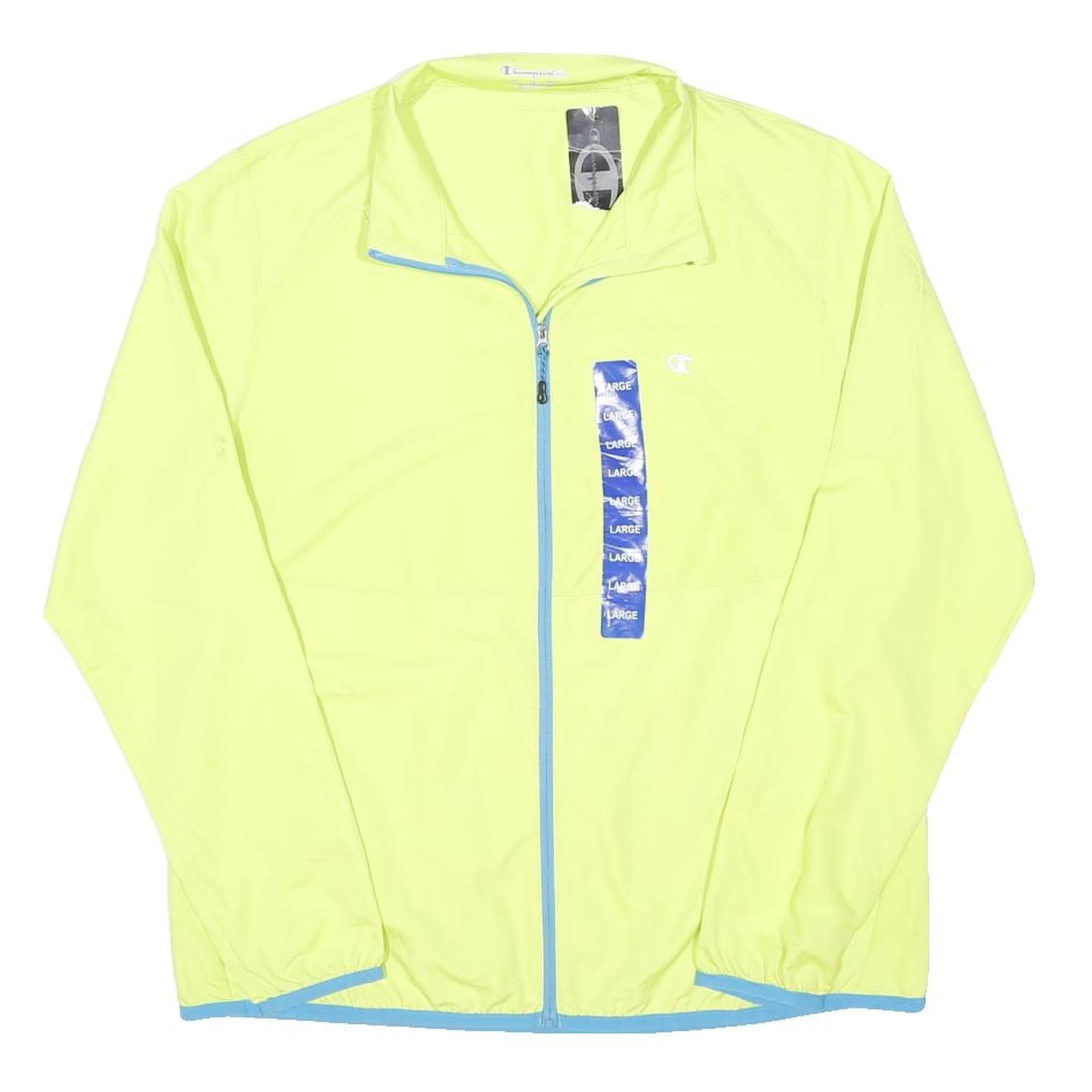 CHAMPION Mens Yellow & Light Blue Lightweight Jacket L Nylon Plain Zip Sport