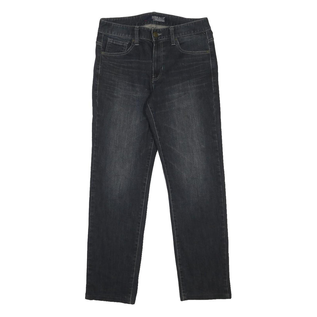 GUESS JEANS Mens Black Slim Skinny Denim Raw W29 L28 Stylish Zip Closure