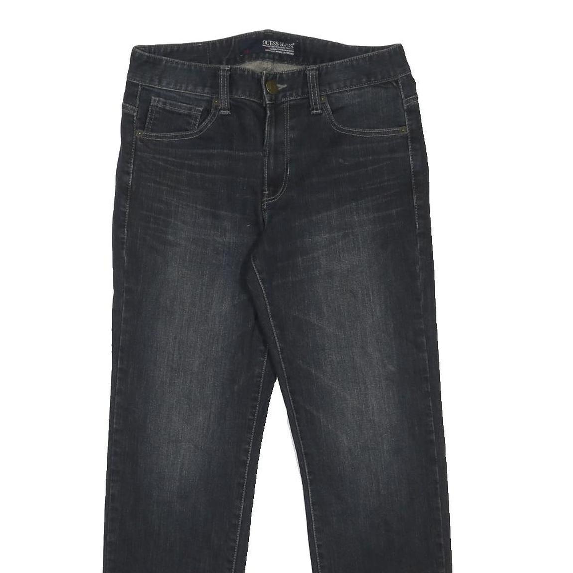 GUESS JEANS Mens Black Slim Skinny Denim Raw W29 L28 Stylish Zip Closure