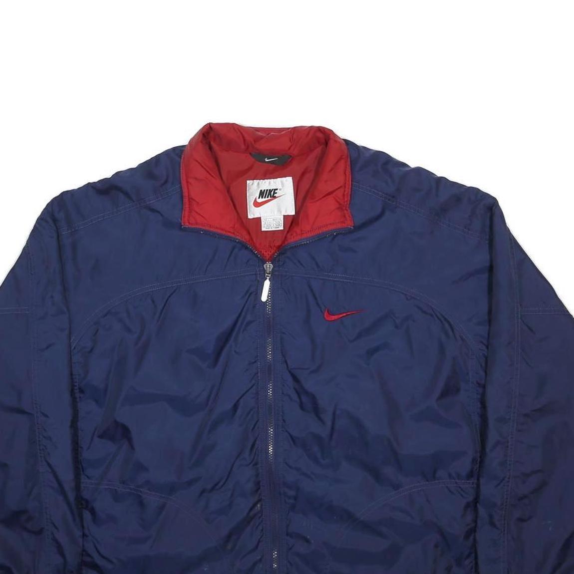 NIKE Mens Navy Blue & Red Sports Zip Jacket L Nylon Casual Activewear