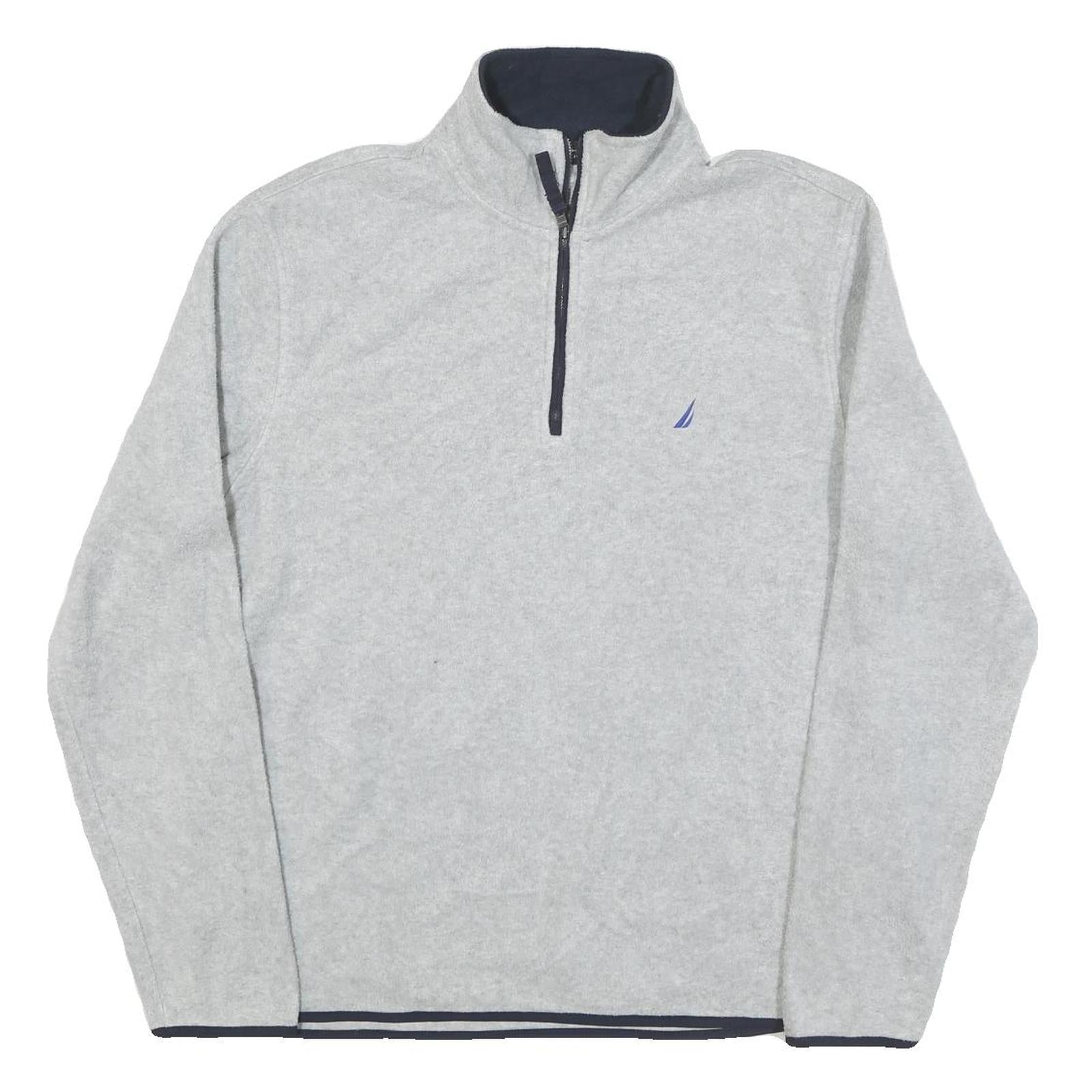 NAUTICA Mens Grey & Navy Pullover Plain High Neck Basic Knit M Lightweight