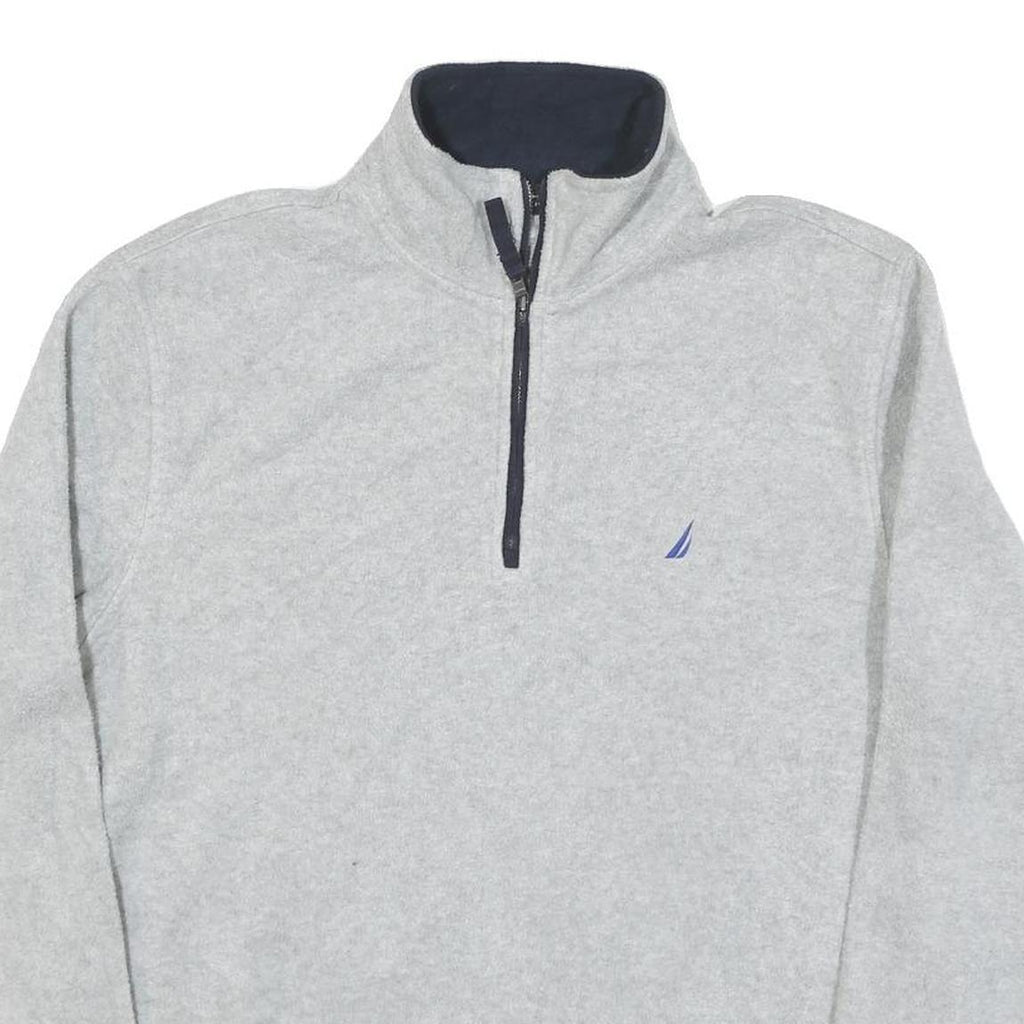 NAUTICA Mens Grey & Navy Pullover Plain High Neck Basic Knit M Lightweight