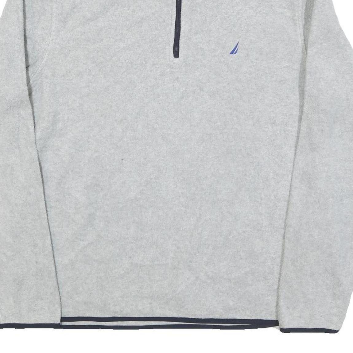 NAUTICA Mens Grey & Navy Pullover Plain High Neck Basic Knit M Lightweight