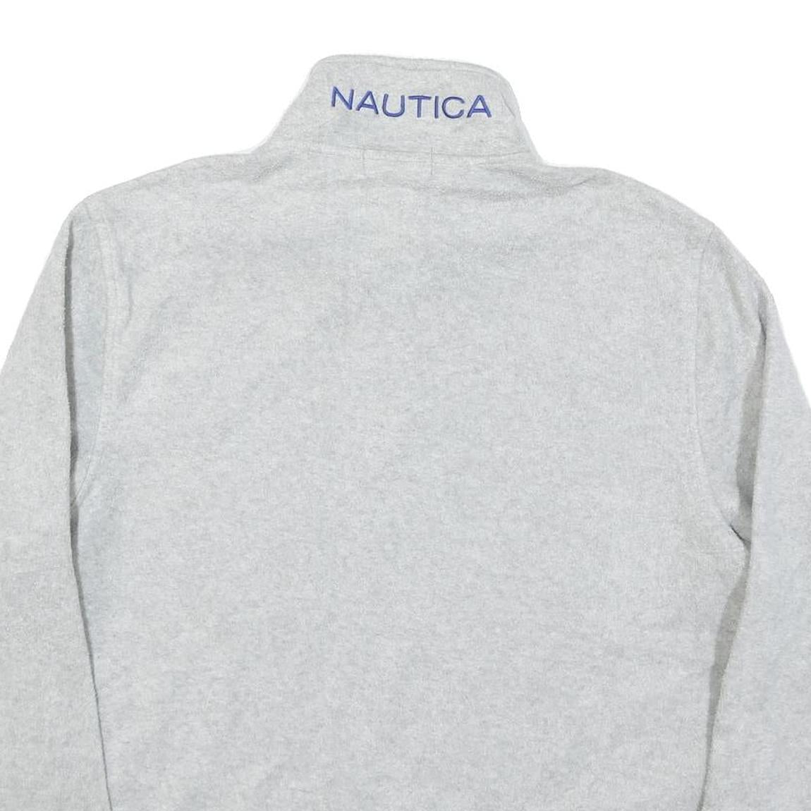 NAUTICA Mens Grey & Navy Pullover Plain High Neck Basic Knit M Lightweight