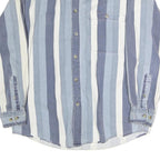 FADED GLORY Mens Blue & White Stripe Cotton Shirt M Casual Button Down