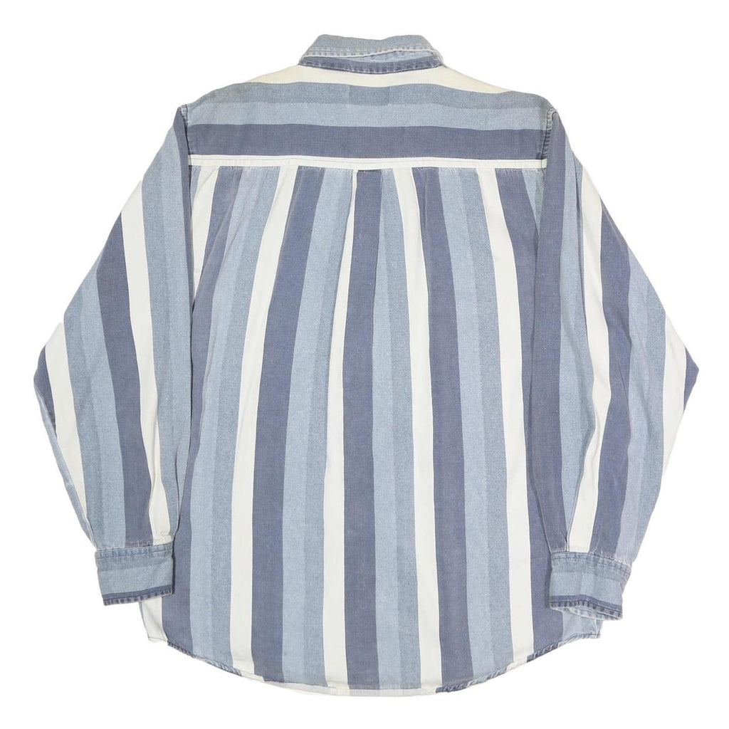 FADED GLORY Mens Blue & White Stripe Cotton Shirt M Casual Button Down