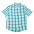 CHAPS Mens Blue & Green Checked Cotton Blend Shirt L Casual Button-Down Short