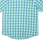 CHAPS Mens Blue & Green Checked Cotton Blend Shirt L Casual Button-Down Short