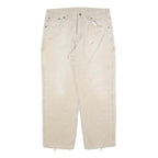 CARHARTT Mens Cotton Blend Beige Regular Straight Trousers W34 L30 Workwear