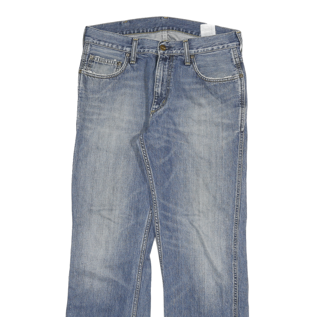 CARHARTT Mens Regular Fit Blue Denim Jeans W32 L29 Casual Cotton Blend Zip