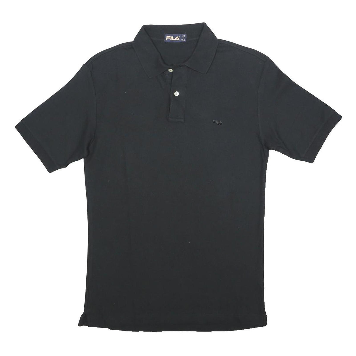 FILA Mens Black Short Sleeve Plain S Polo Shirt Cotton Classic